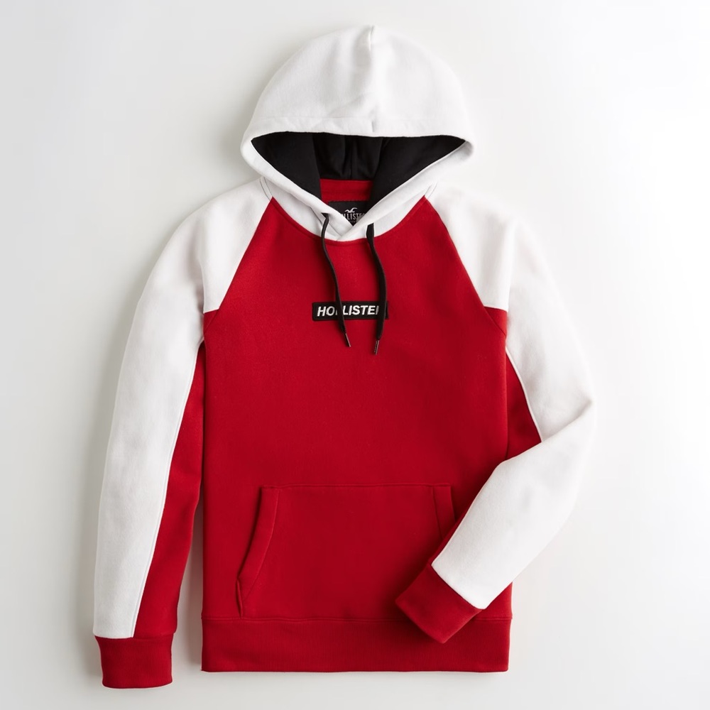 Red & White Hollister Hoodie (Mens) - Picture 1 of 2